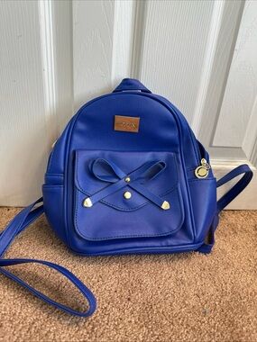LCFUN Cute Mini Blue Leather Backpack Fashion
